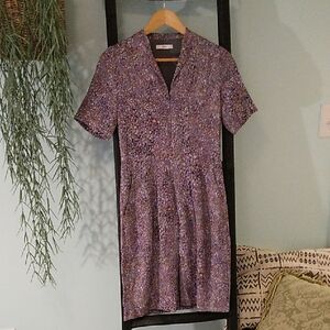 Leggiadro Purple Floral Midi Dress